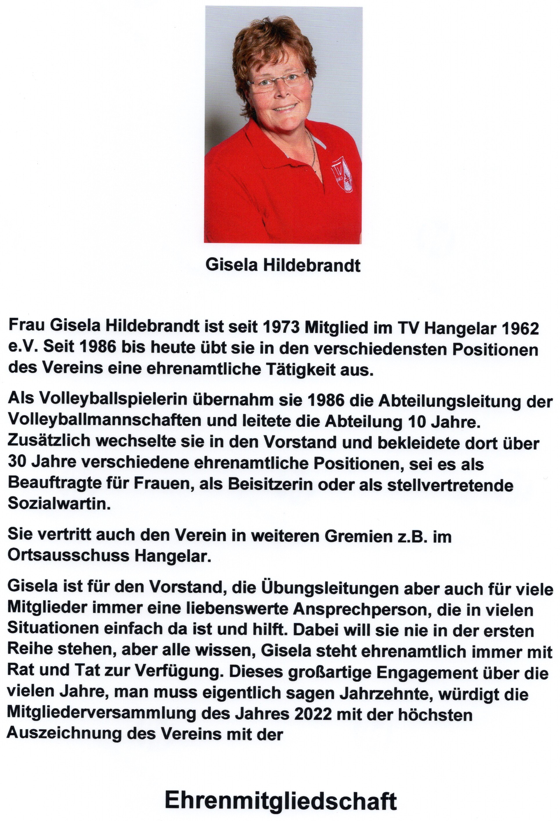Ehrung Gisela Hildebrandt